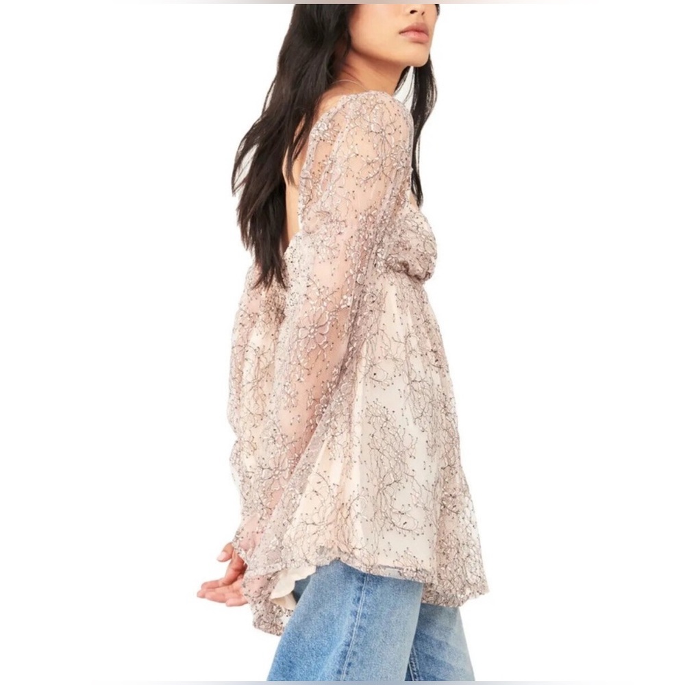 FREE PEOPLE NWT Heavenly Lace Tunic Sz M - Picture 5 of 13